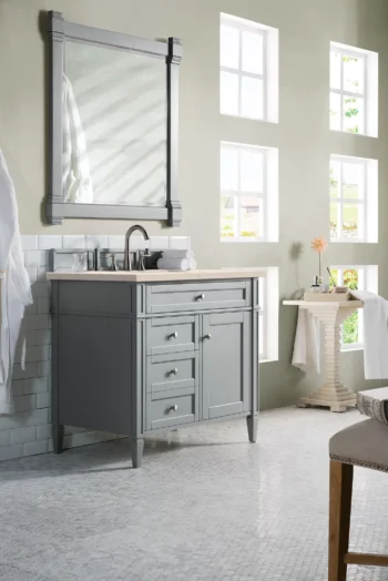 Brittany 36" Single Vanity, Urban Gray w/ 3 CM Eternal Marfil Quartz Top - Image 3