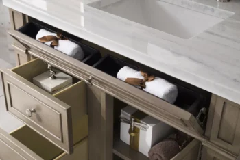Bristol 36" Single Vanity, Whitewashed Walnut w/ 3 CM Arctic Fall Solid Surface Top - Image 4