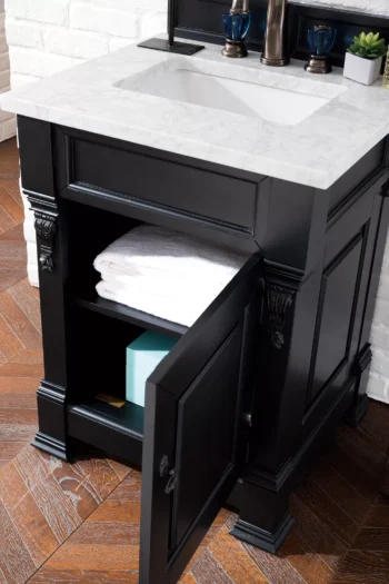 Brookfield 26" Single Vanity, Antique Black w/ 3 CM Carrara Marble Top - Image 4