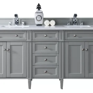 Brittany 72″ Double Vanity, Urban Gray w/ 3 CM White Zeus Quartz Top