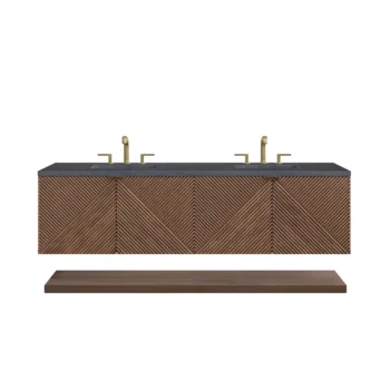 Marcello 72" Double Vanity, Chestnut w/ 3 CM Charcoal Soapstone Top - Image 2