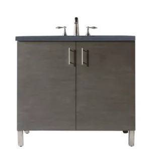 Metropolitan 36″ Single Vanity, Silver Oak w/ 3 CM Charcoal Soapstone Quartz Top