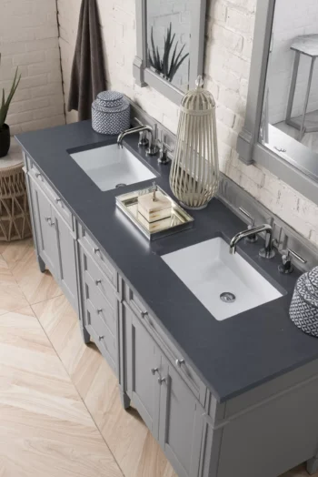Brittany 72" Double Vanity, Urban Gray w/ 3 CM Charcoal Soapstone Quartz Top - Image 3