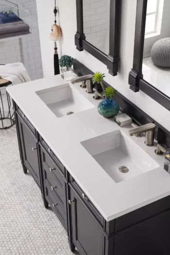 Brittany 60" Double Vanity, Black Onyx w/ 3 CM White Zeus Quartz Top - Image 3