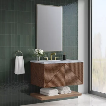 Marcello 36" Single Vanity, Chestnut w/ 3 CM Carrara Marble Top - Image 4