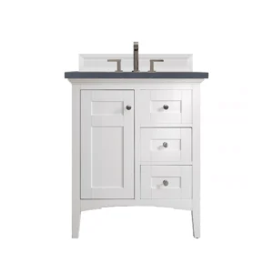 Palisades 30″ Single Vanity, Bright White w/ 3 CM Charcoal Soapstone Quartz Top