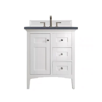 Palisades 30" Single Vanity, Bright White w/ 3 CM Charcoal Soapstone Quartz Top