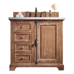Providence 36″ Single Vanity, Driftwood w/ 3 CM Eternal Jasmine Pearl Quartz Top
