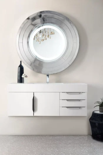 Mercer Island 48" Single Vanity, Glossy White, w/ Glossy White Composite Stone Top - Image 2
