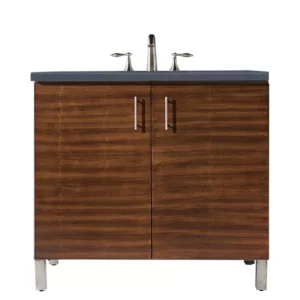 Metropolitan 36″ Single Vanity, American Walnut w/ 3 CM Charcoal Soapstone Quartz Top