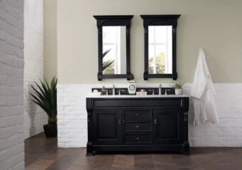 Brookfield 60" Double Vanity, Antique Black w/ 3 CM Carrara Marble Top - Image 2
