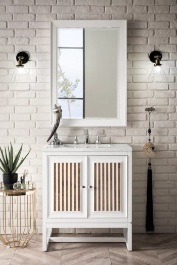 Athens 30" Single Vanity, Glossy White w/ 3 CM Carrara White Top - Image 3