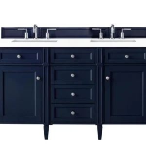 Brittany 60″ Double Vanity, Victory Blue w/ 3 CM White Zeus Quartz Top