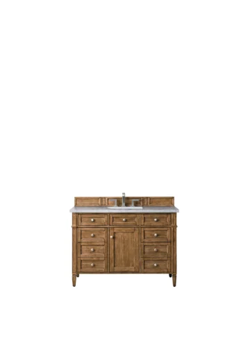 Brittany 48" Single Vanity, Saddle Brown w/ 3 CM Arctic Fall Solid Surface Top
