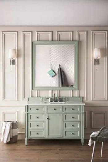 Brittany 48" Single Vanity, Sage Green w/ 3 CM White Zeus Quartz Top - Image 2