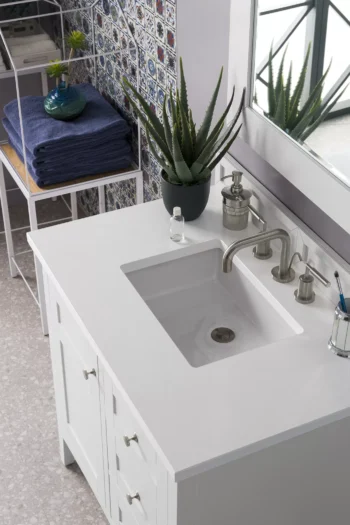 Palisades 36" Single Vanity, Bright White w/ 3 CM White Zeus Quartz Top - Image 2