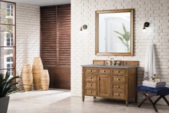 Brittany 48" Single Vanity, Saddle Brown w/ 3 CM Grey Expo Quartz Top - Image 3