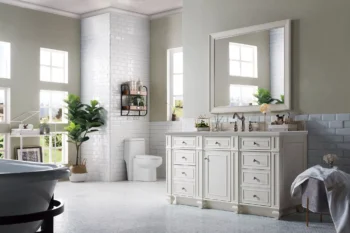 Bristol 60" Single Vanity, Bright White w/ 3 CM Eternal Serena Quartz Top - Image 3