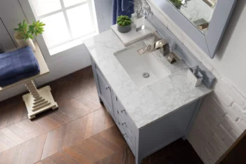 Palisades 36" Single Vanity, Silver Gray w/ 3 CM Carrara Marble Top - Image 5