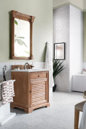 Savannah 26" Single Vanity, Driftwood w/ 3 CM Ethereal Noctis Quartz Top - Image 3