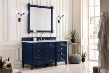 Brittany 60" Single Vanity, Victory Blue w/ 3 CM Eternal Jasmine Pearl Quartz Top - Image 6