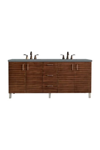Metropolitan 72" Double Vanity, American Walnut w/ 3 CM Cala Blue Top