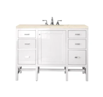 Addison 48" Single Vanity, Glossy White w/ 3 CM Eternal Marfil Top