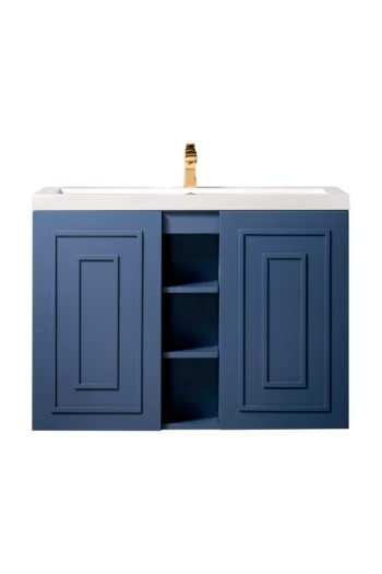 Alicante 39.5" Single Vanity, Azure Blue w/ White Glossy Composite Stone Top