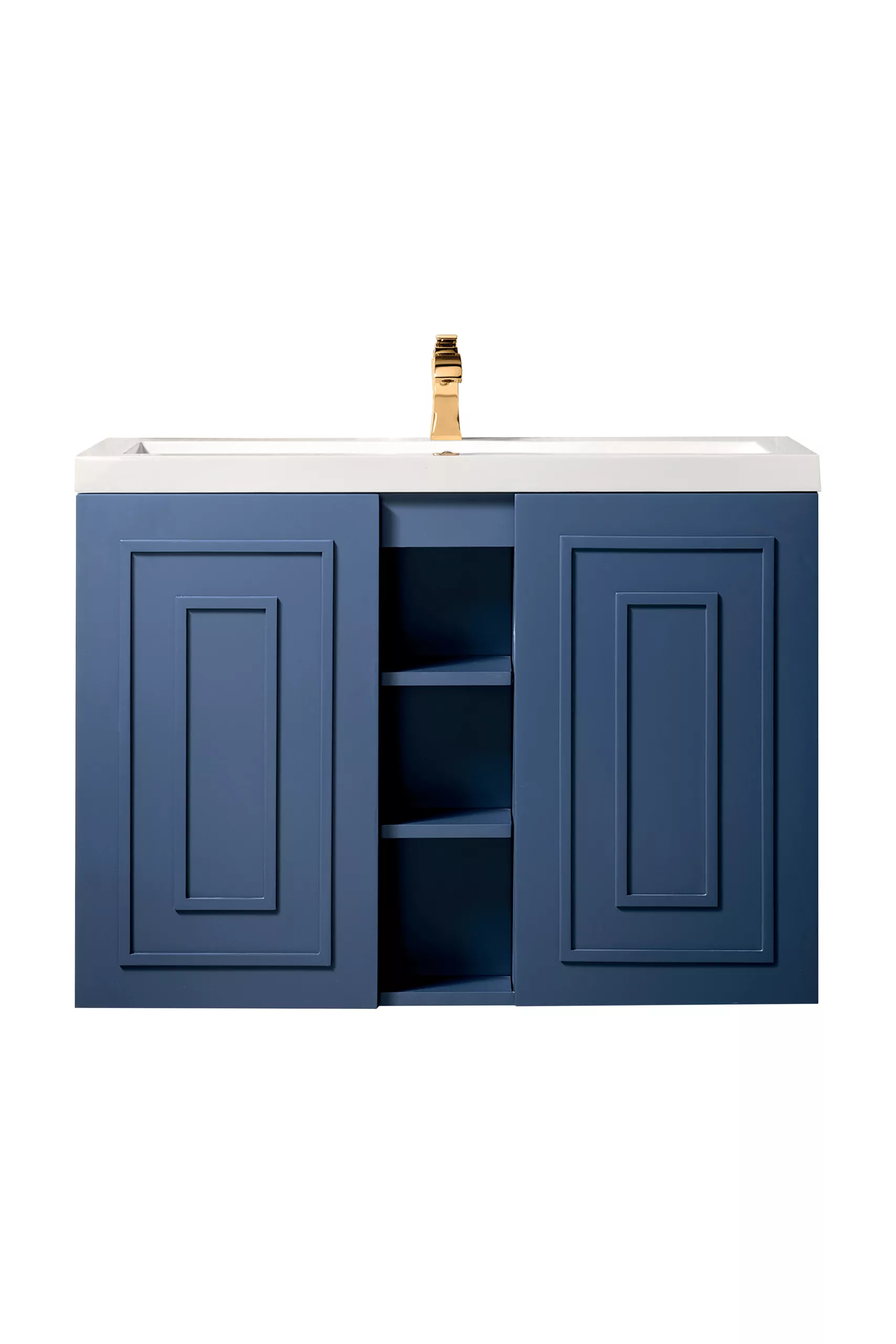 Alicante 39.5" Single Vanity, Azure Blue w/ White Glossy Composite Stone Top