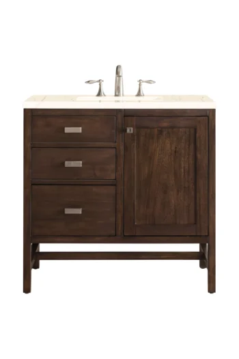 Addison 36" Single Vanity, Mid-Century Acacia w/ 3 CM Eternal Marfil Quartz Top
