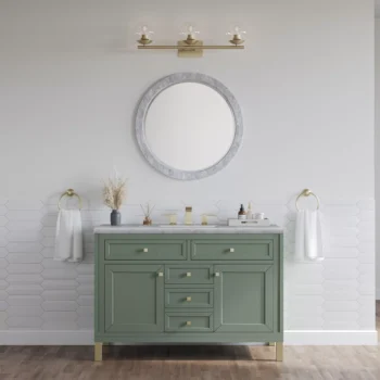 Chicago 48" Single Vanity, Smokey Celadon w/ 3 CM Carrara Marble Top - Image 3