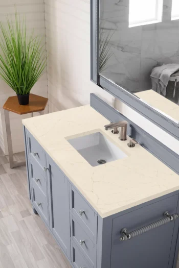 Copper Cove Encore 48" Single Vanity, Silver Gray w/ 3 CM Eternal Marfil Quartz Top - Image 3