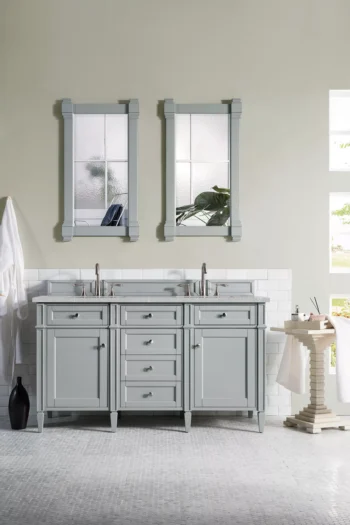 Brittany 60" Double Vanity, Urban Gray w/ 3 CM Eternal Serena Quartz Top - Image 2