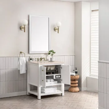 Breckenridge 30" Single Vanity, Bright White w/ 3 CM Eternal Marfil Top - Image 4