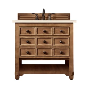 Malibu 36″ Single Vanity, Honey Alder w/ 3 CM Eternal Marfil Quartz Top