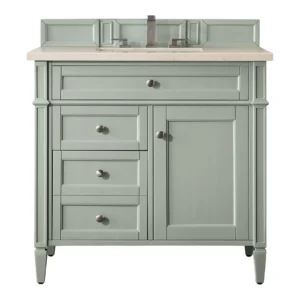 Brittany 36″ Single Vanity, Sage Green w/ 3 CM Eternal Marfil Quartz Top