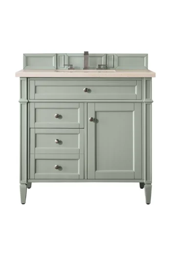 Brittany 36" Single Vanity, Sage Green w/ 3 CM Eternal Marfil Quartz Top