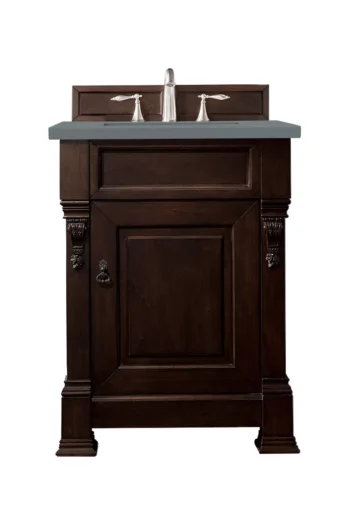 Brookfield 26" Single Vanity, Burnished Mahogany w/ 3 CM Cala Blue Top