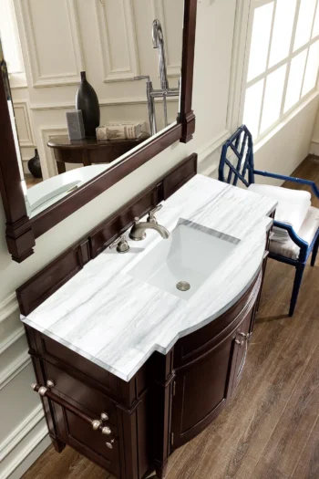 Brittany 46" Single Vanity, Burnished Mahogany w/ 3 CM Arctic Fall Top - Image 3