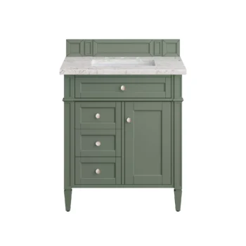 Brittany 30" Single Vanity, Smokey Celadon w/ 3 CM Eternal Jasmine Pearl Top - Image 2