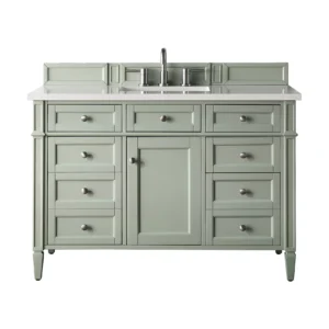 Brittany 48″ Single Vanity, Sage Green w/ 3 CM White Zeus Quartz Top