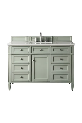 Brittany 48" Single Vanity, Sage Green w/ 3 CM White Zeus Quartz Top