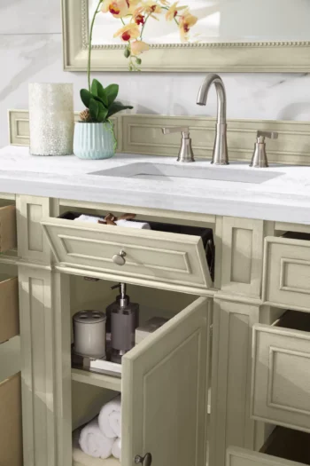 Bristol 60" Single Vanity, Vintage Vanilla w/ 3 CM Arctic Fall Solid Surface Top - Image 4