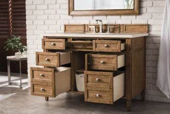 Brittany 48" Single Vanity, Saddle Brown w/ 3 CM Eternal Marfil Quartz Top - Image 4