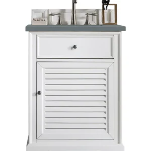 Savannah 26″ Single Vanity, Bright White w/ 3 CM Cala Blue Top