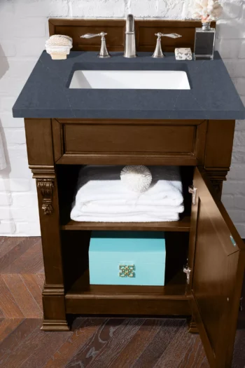 Brookfield 26" Single Vanity, Country Oak w/ 3 CM Charcoal Soapstone Quartz Top - Image 3