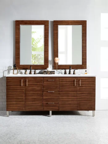 Metropolitan 72" Double Vanity, American Walnut w/ 3 CM White Zeus Quartz Top - Image 2