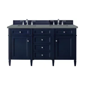 Brittany 60″ Double Vanity, Victory Blue w/ 3 CM Cala Blue Top