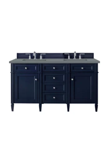 Brittany 60" Double Vanity, Victory Blue w/ 3 CM Cala Blue Top