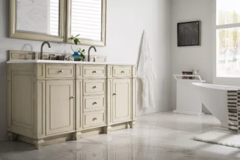 Bristol 60" Double Vanity, Vintage Vanilla w/ 3 CM White Zeus Quartz Top - Image 3